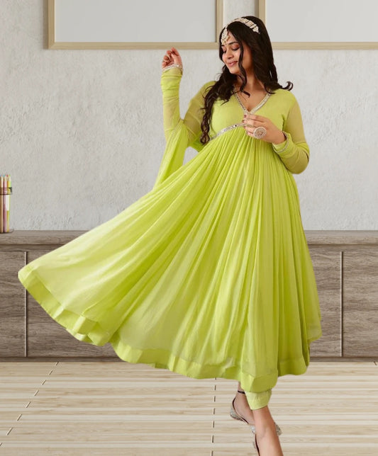 Georgette With Full Sleeves Long Gown Anarkali Dresses
