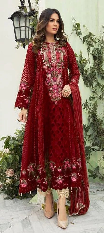 Faux Georgette Embroidery Work Salwar Kameez With Dupatta