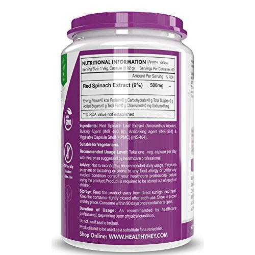 Healthyhey Natural Pre-Workout Red Spinach Extract - Oxystrom - High in nitrate - 60 capsules
