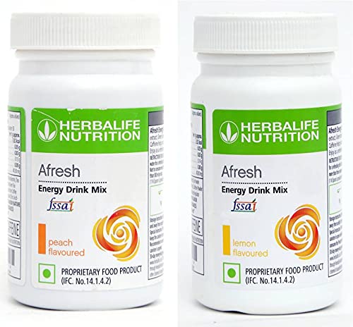 HERBALIFE Afresh Energy Drink - Peach Flavor & Lemon Flavo Energy Drink��(50 g, Peach, Lemon Flavored) pack of 2