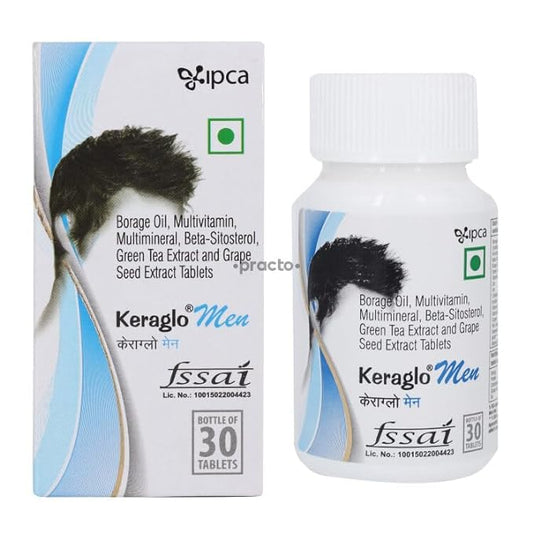 IPCA Keraglo Men Natural Extract Tablets – Hair & Scalp Nutrition Support (30 Count)