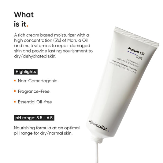 Minimalist Marula Oil 5% Face Moisturizer For Dry Skin-10ml