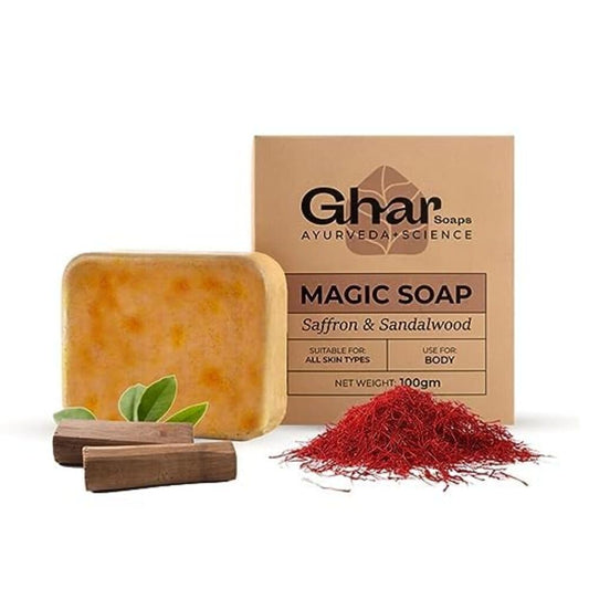 Ghar Soaps Sandalwood & Saffron Magic Soaps For Bath (100 Gms Pack Of 1)