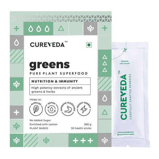 Cureveda Greens - Plant-Based Superfood - 30 Vegan Health Sticks