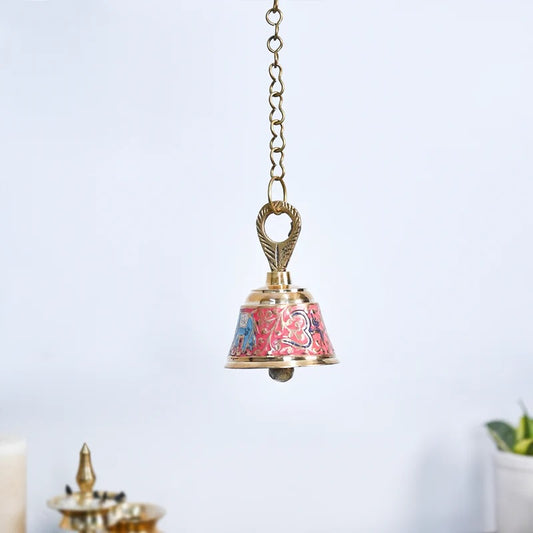 Decorative Rusty Colorful Brass Hanging Bell For Home Temple