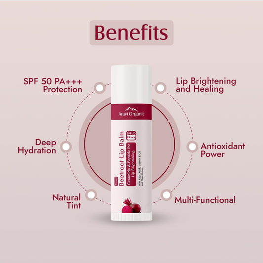 Aravi SPF 50 Tinted Lip Balm – Hydrating Lip Care, 5g