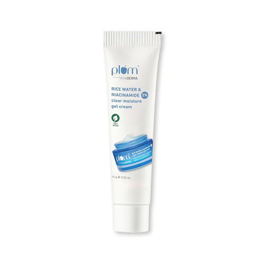 Plum 2% Niacinamide & Rice Water Super Light Gel Cream Moisturizer for Face Oil-Free Hydration :- 15 GM