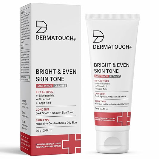 DERMATOUCH Bright & Even Tone Face Wash with Niacinamide & Kojic Acid – 70g | Daily Cleansing Gel