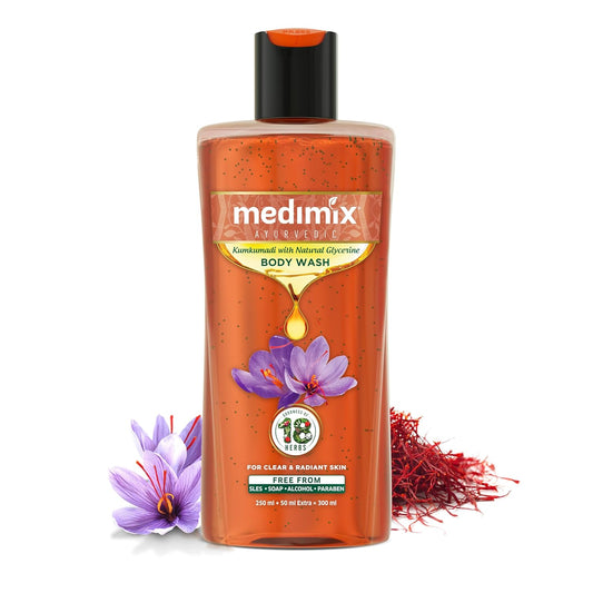 Medimix Ayurvedic Bodywash, Kumkumadi with Natural Glycerine 250 + 50 ml Shower Gel