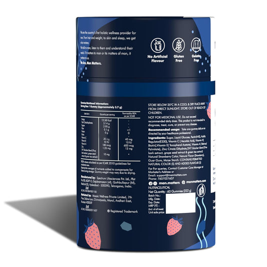 Man Matters Biotin Gummies Strawberry Flavou- 60 Days Pack