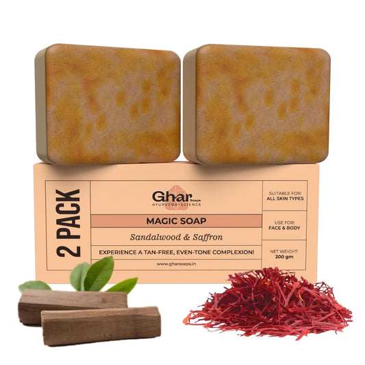 Ghar Soaps Sandalwood & Saffron Magic Soaps For Bath (100 Gms Pack Of 1)