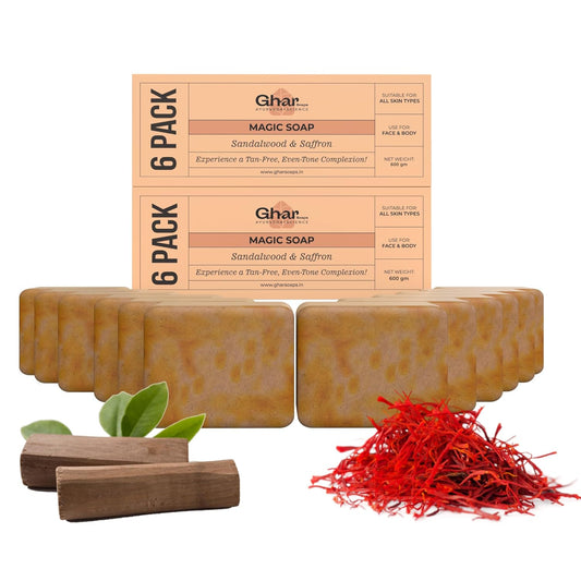 Ghar Sandalwood & Saffron Handmade Bath Soap – 100g | Luxurious & Natural