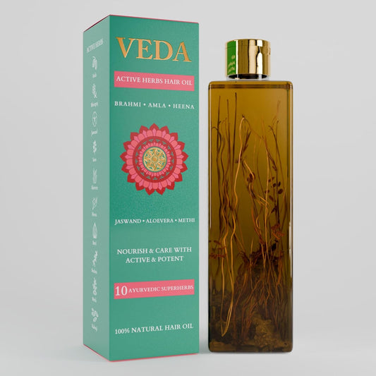 Veda Ayurvedic Cold Pressed Hair Oil - Ayurvedic Jadi Butis Infused Oil -200 ml