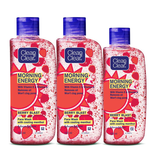 Clean & Clear Morning Energy Berry Blast Facewash 150ml(Pack of 2) + 100ml Free