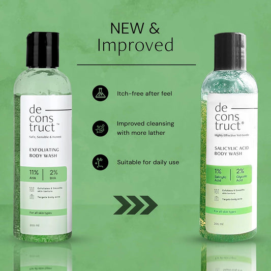 Exfoliating Body Wash with Salicylic & Glycolic Acid | Gentle Cleanser for Smooth & Refreshed Skin - 200ml