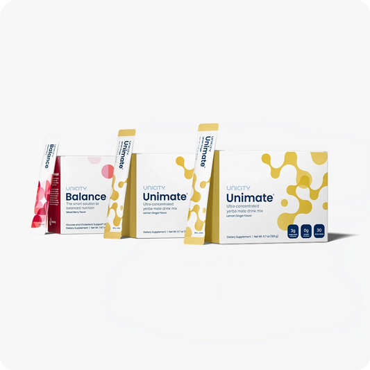 Unicity Balance (30 Pack) & Unimate Drink Mix (60 Pack) Combo Set – Lemon, Berry & More Flavors