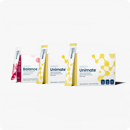 Unicity Balance (30 Pack) & Unimate Drink Mix (60 Pack) Combo Set – Lemon, Berry & More Flavors