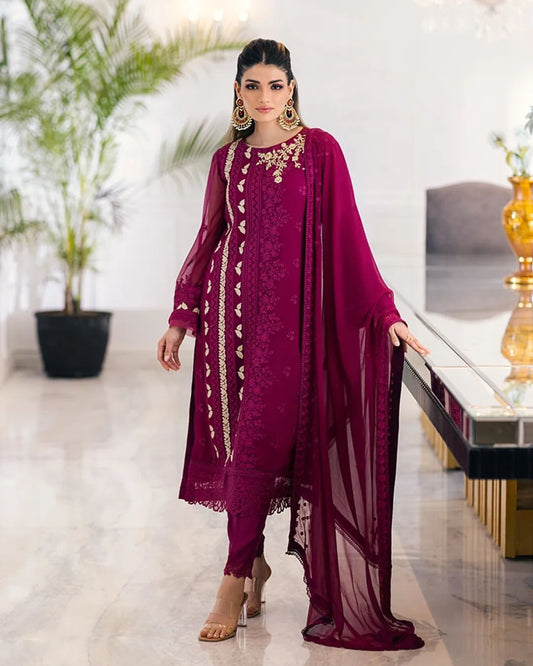 New Party Wear Georgette With Sequence Embroidery Work Suit, Pent & Dupatta