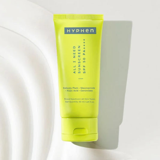 Hyphen All I Need Sunscreen SPF 50 PA++++, UV Rays & Blue Light Protection & Moisturization - 50 ml
