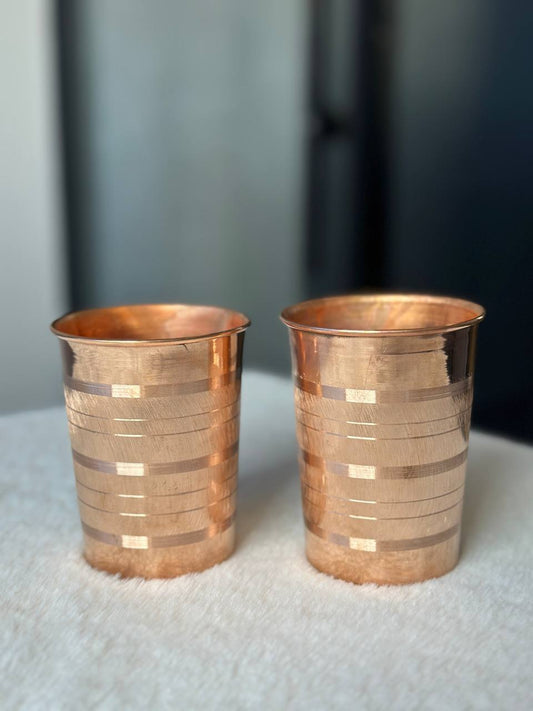 Copper silver touch water glass - 300ml - Pack of 2