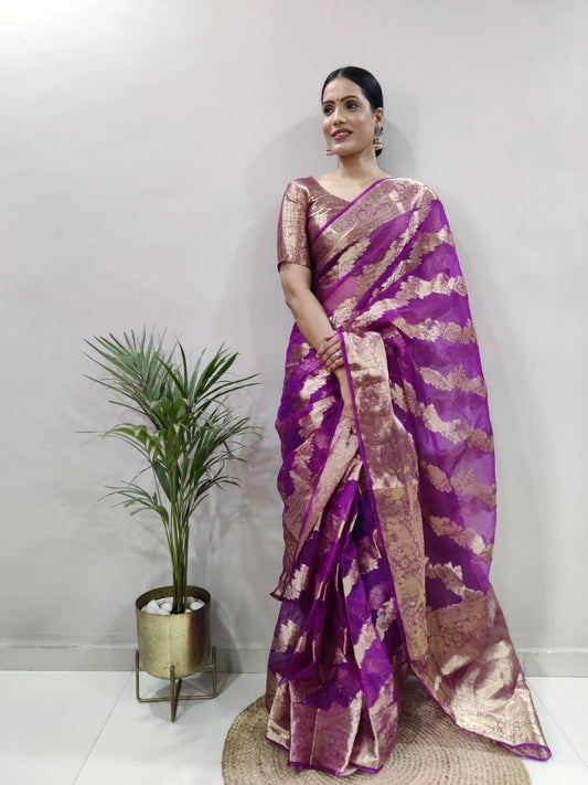Organza Silk Saree With Blouse