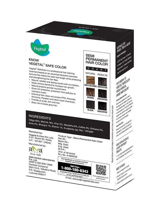 Vegetal Safe Hair Color Bio Natural Soft Black 100gm
