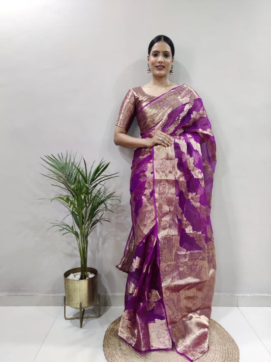 Organza Silk Saree With Blouse