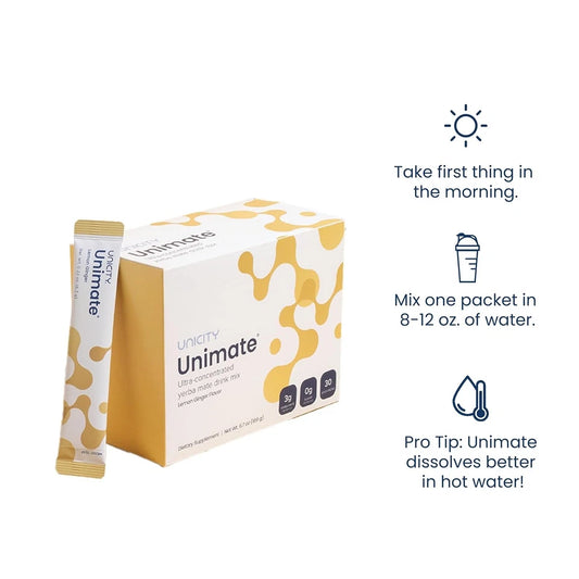 Unicity Unimate Yerba Mate Supplement LEMON GINGER 30 Pack