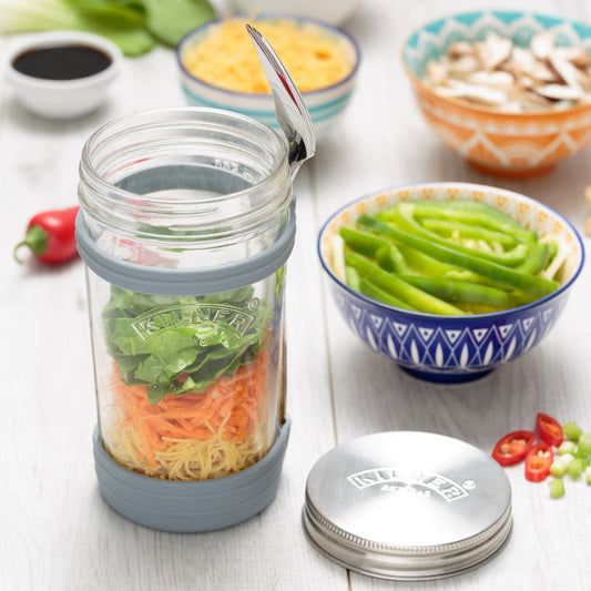 All In 1 Food To Go Set Glass Jar with Stainless Steel Spork | 500 ml