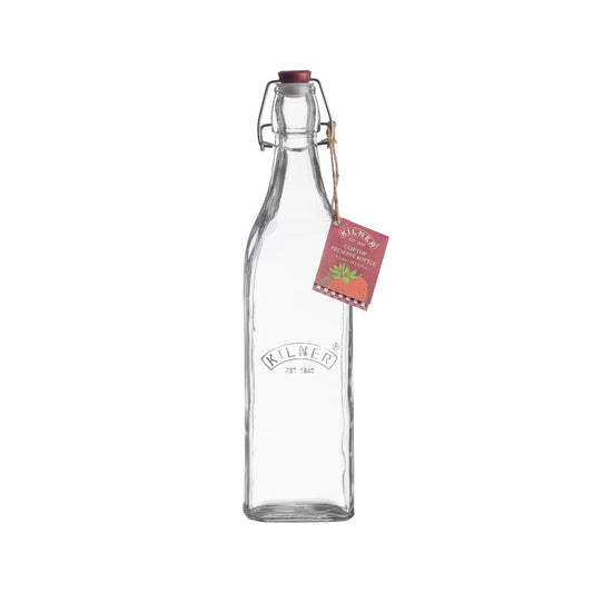 Clip Top Square Glass Bottle | 1000 ml | Single