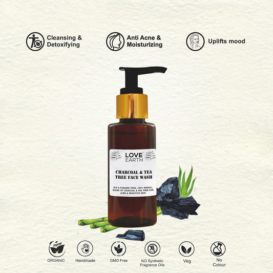 Love Earth Charcoal Tea Tree Face Wash - 100 ml