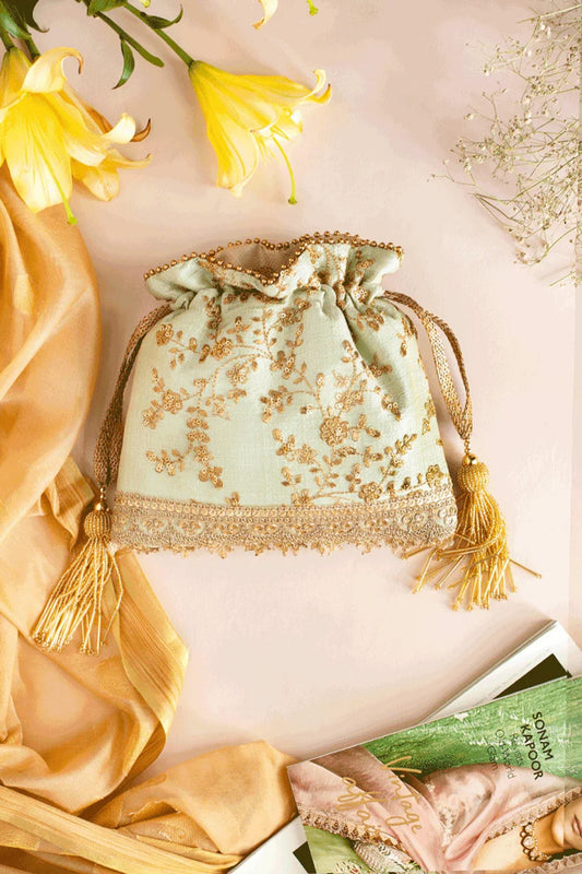 Potli Bag Embroidered poly silk Potli bag