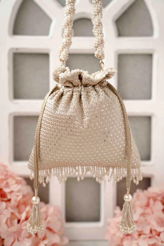 Embroidered Georgette Potli bag Bridal Wedding Bag