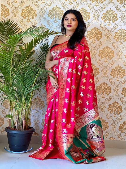 Banarasi Silk Pure Zari Golden Weaving Rich Pallu Saree