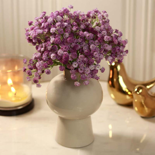 Combo of Artificial Purple Baby's Breath Bouquet With Mushroom Vase
