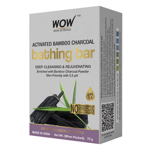 Wow Skin Science Activated Bamboo Charcoal Bathing Bar