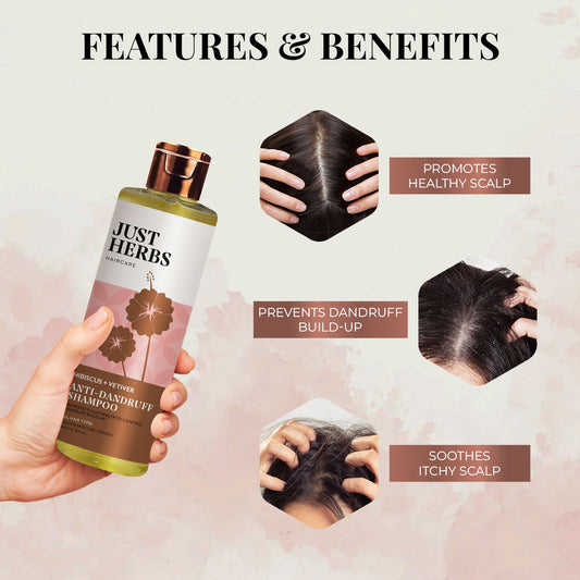 Just Herbs Anti-Dandruff Shampoo with Hibiscus and Vetiver - 200 ml