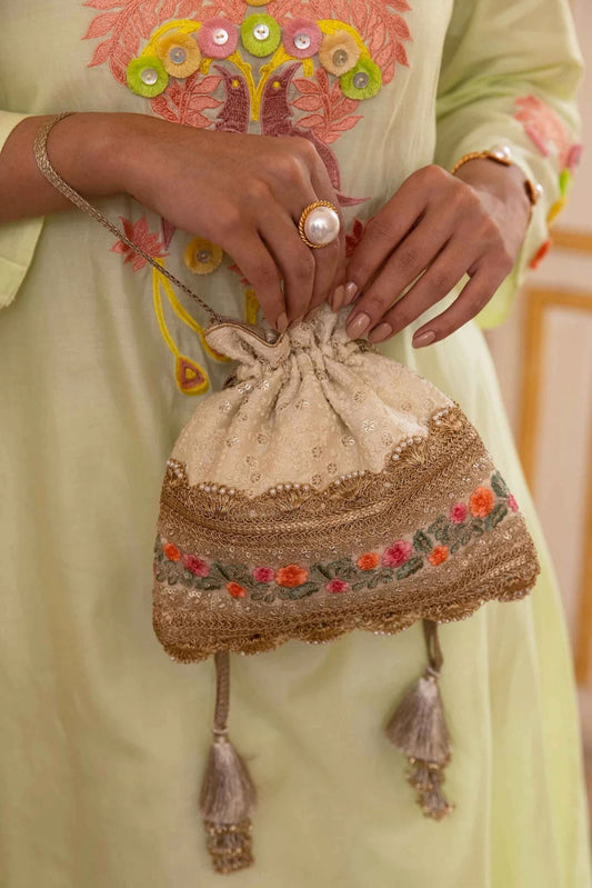 Potli Bag, Wedding Purse. bridal bag Embroidered Indian Handbag