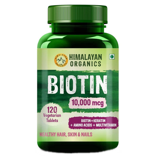 Himalayan Organics Biotin 10000 Mcg with Keratin, Amino Acids & Multivitamin Tablets -120 Tabs