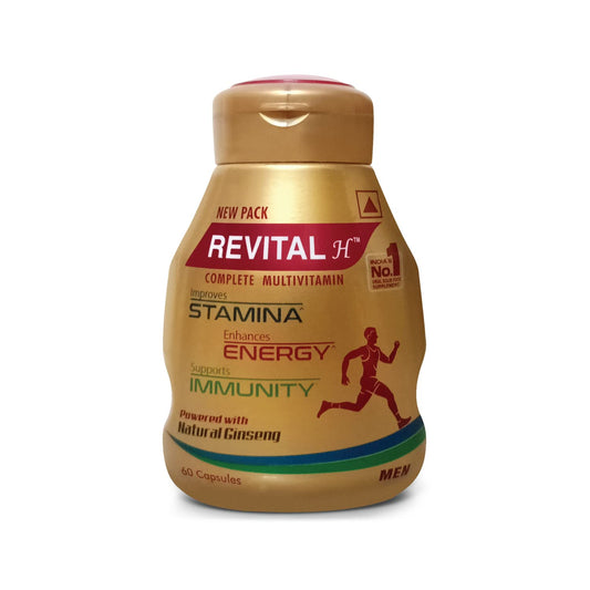 Revital H Men Multivitamin with Calcium, Zinc & Ginseng for Immunity, Strong Bones & Energy