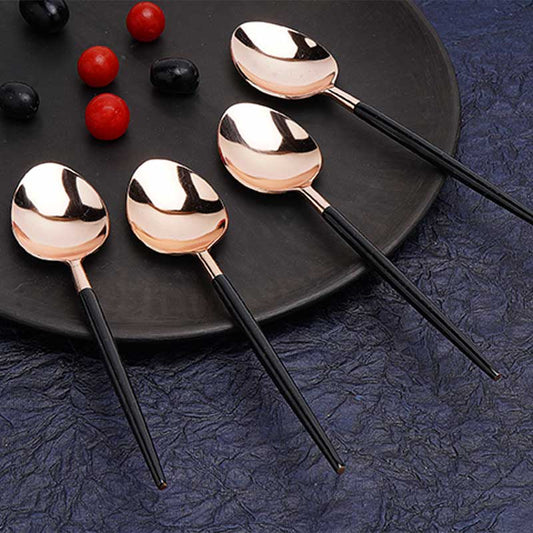 Black & Rose Gold Table Spoons | Set Of 4