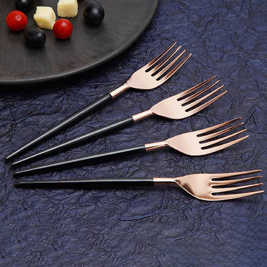 Black & Rose Gold Table Forks | Set Of 4