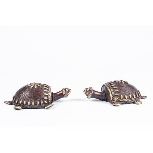 Brown Dhokra Tortoise Table Top Set