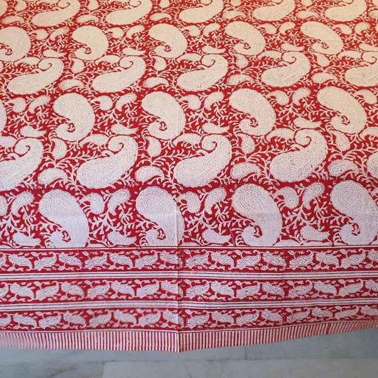 Red Paisley South Cotton Bedsheet |  Double Size