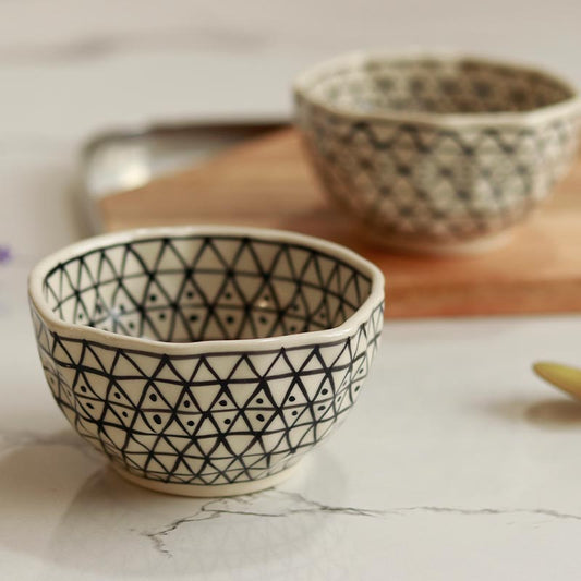 Hand Painted Artisnal Freestyle Snacks Bowls | Set of 2