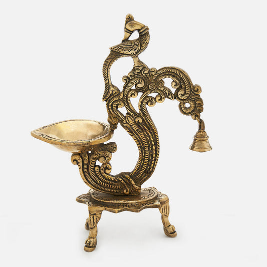 Beautifully Crafted Brass Peacock Diya