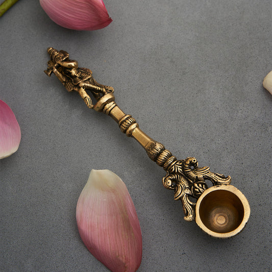 Brass Handcrafted Krishna Aarti Spoon