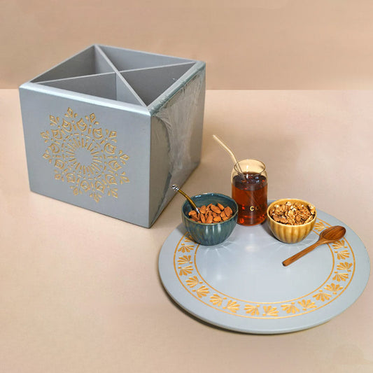 Pebble Grey Lazy Susan With Spoon Stand