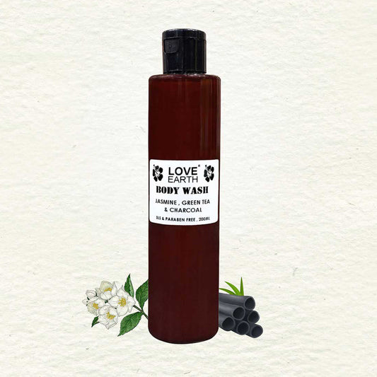 Love Earth Body Wash Jasmine Green Tea&Charcoal With Aloe Vera 200ml