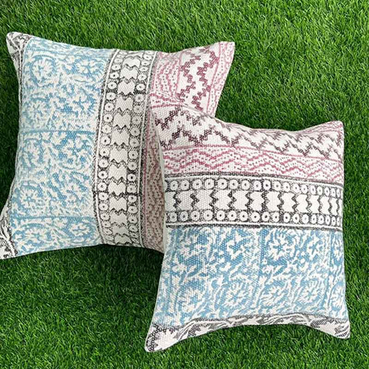 Pink & Blue Aztec Cushion Covers | Set of 2 | 16x16 Inches